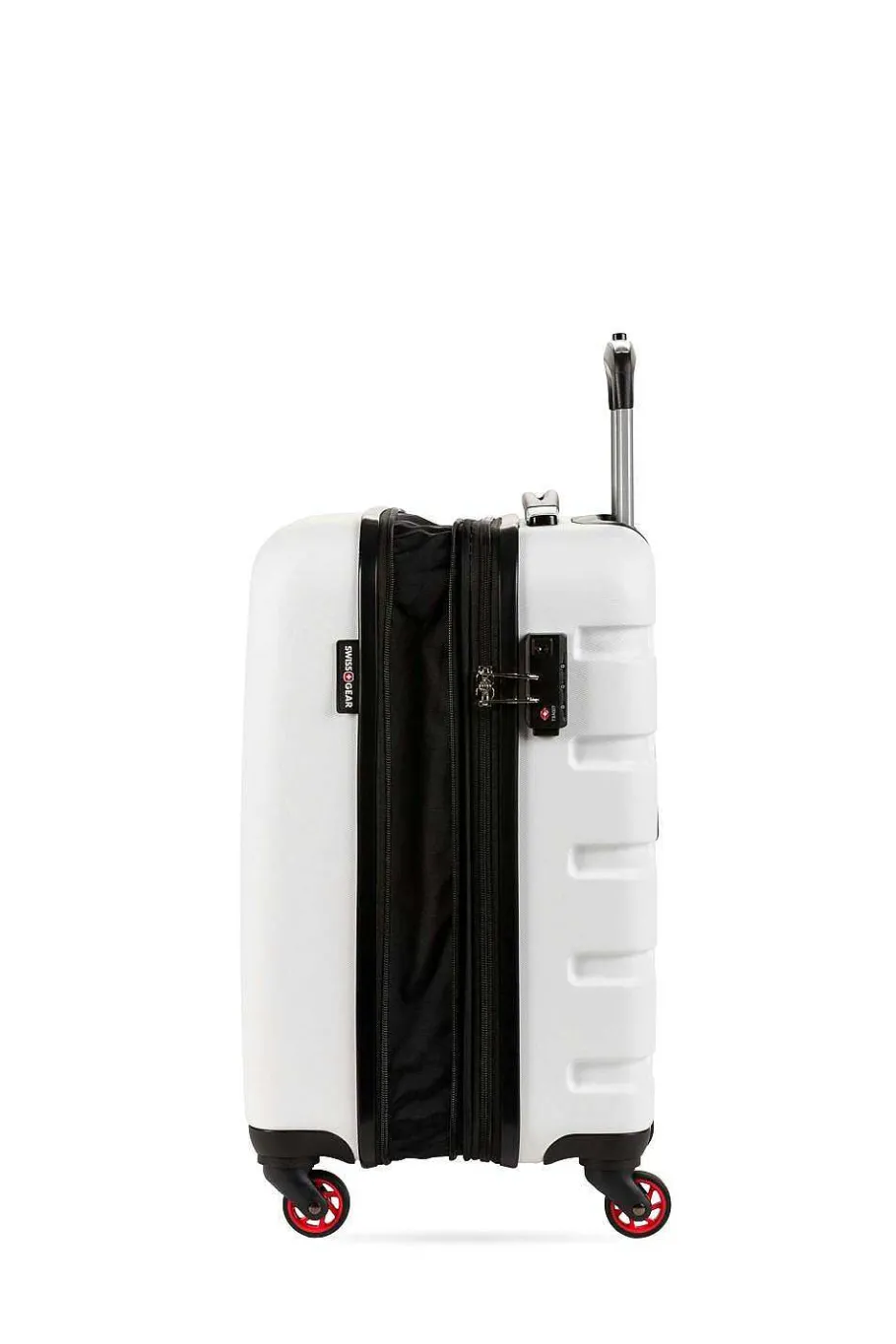 swissgear___expandable_carry_on_hardside_spinner_luggage_11.webp Sale SWISSGEAR 7366 18" Expandable Carry On Hardside Spinner Luggage Black | Clearly Aqua | Cobalt Blue | Coral Almond