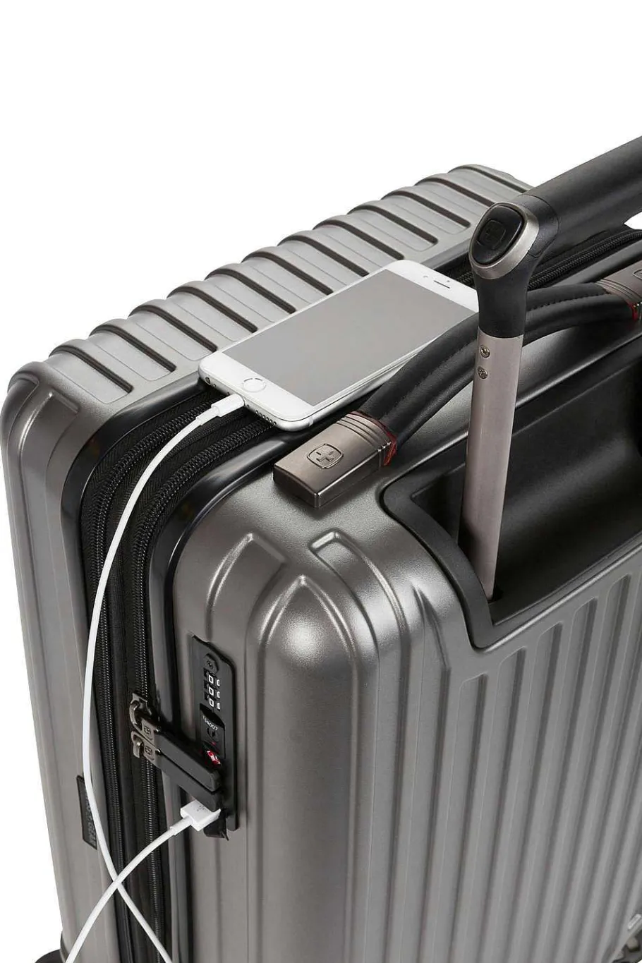 Flash Sale SWISSGEAR 7910 20" Usb Expandable Carry On Hardside Spinner Luggage - Gun Metal