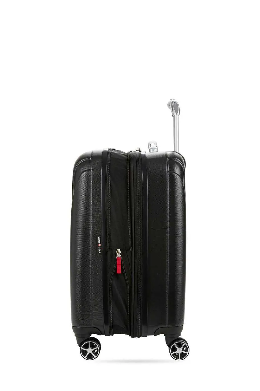 Clearance SWISSGEAR 7585 Expandable 19" Hardside Carry On Spinner Luggage Black | Silver