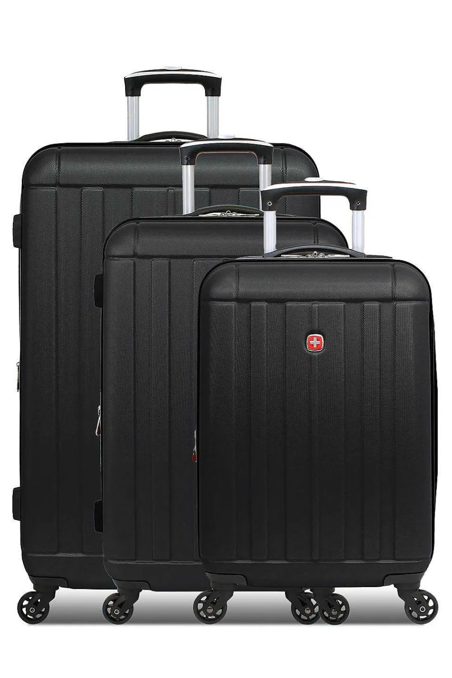 Best Sale SWISSGEAR 6297 Expandable 3Pc Hardside Spinner Luggage Set Black | Silver