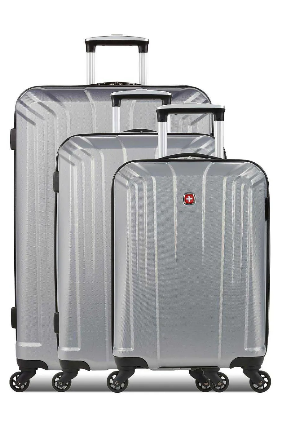 Cheap SWISSGEAR 3750 3Pc Hardside Spinner Luggage Set - Silver