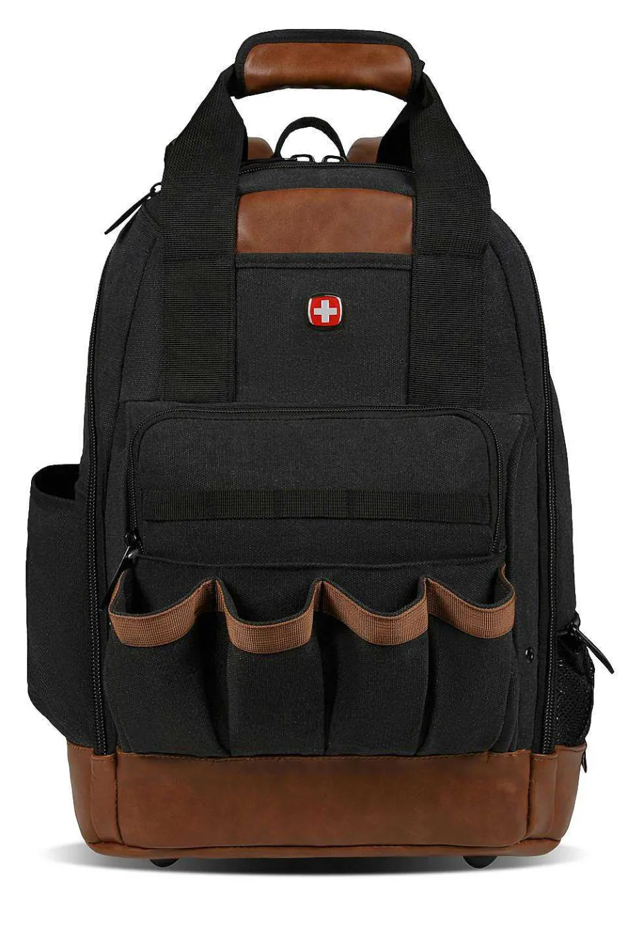 Shop SWISSGEAR 2767 Work Pack Tool Backpack Black | Brown | Canvas Black Brown