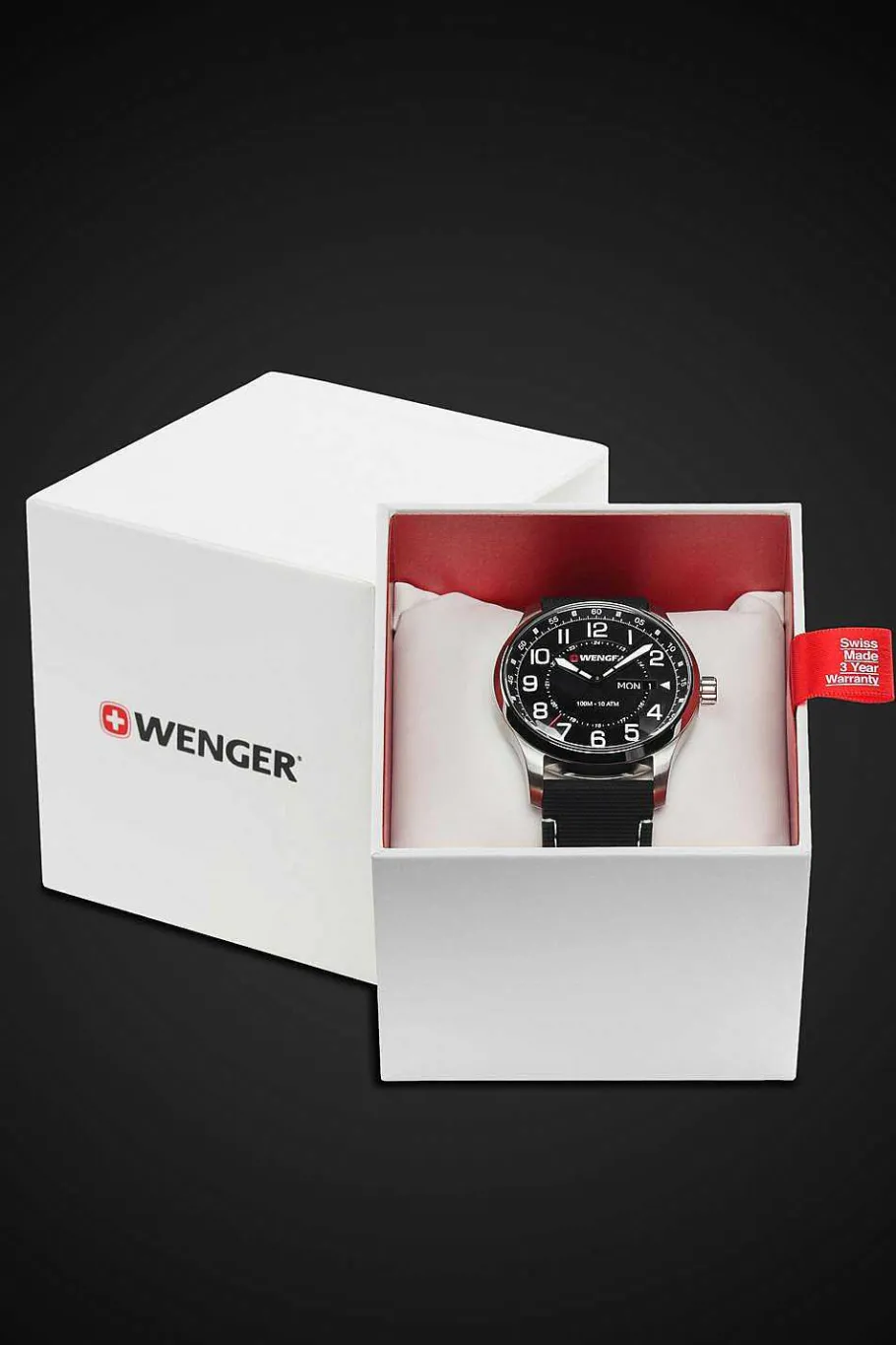Fashion SWISSGEAR Wenger Attitude Watch - Stainless Steel With Black Dial And Black Silicone Strap