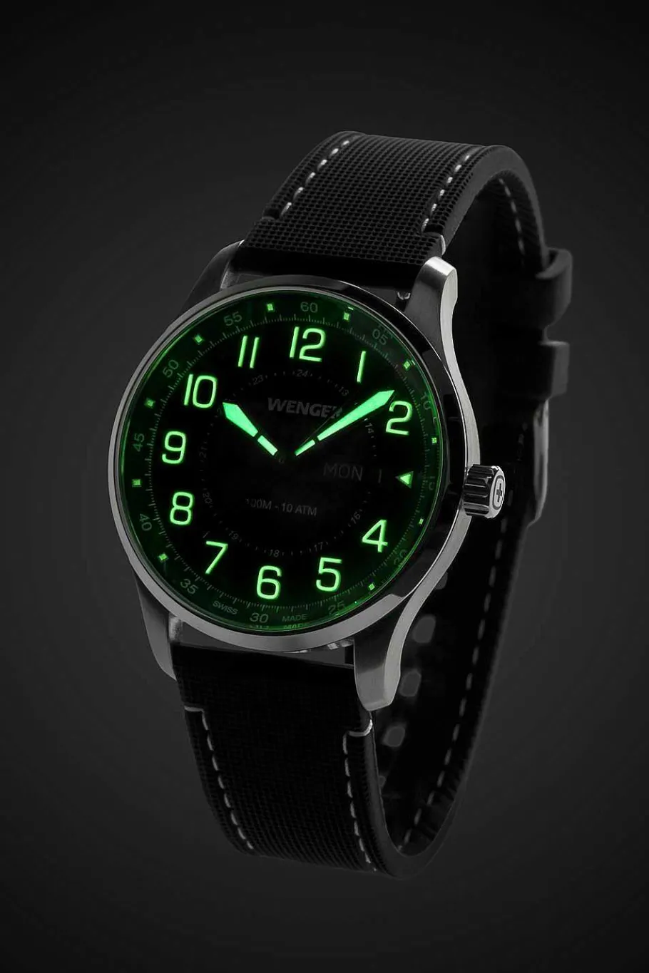 Fashion SWISSGEAR Wenger Attitude Watch - Stainless Steel With Black Dial And Black Silicone Strap