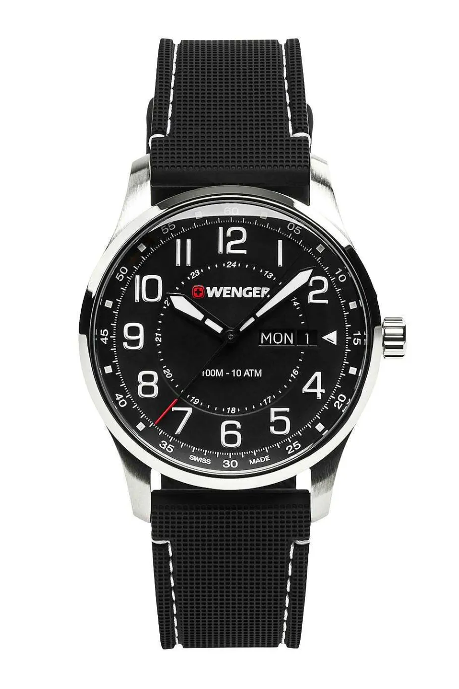 Fashion SWISSGEAR Wenger Attitude Watch - Stainless Steel With Black Dial And Black Silicone Strap