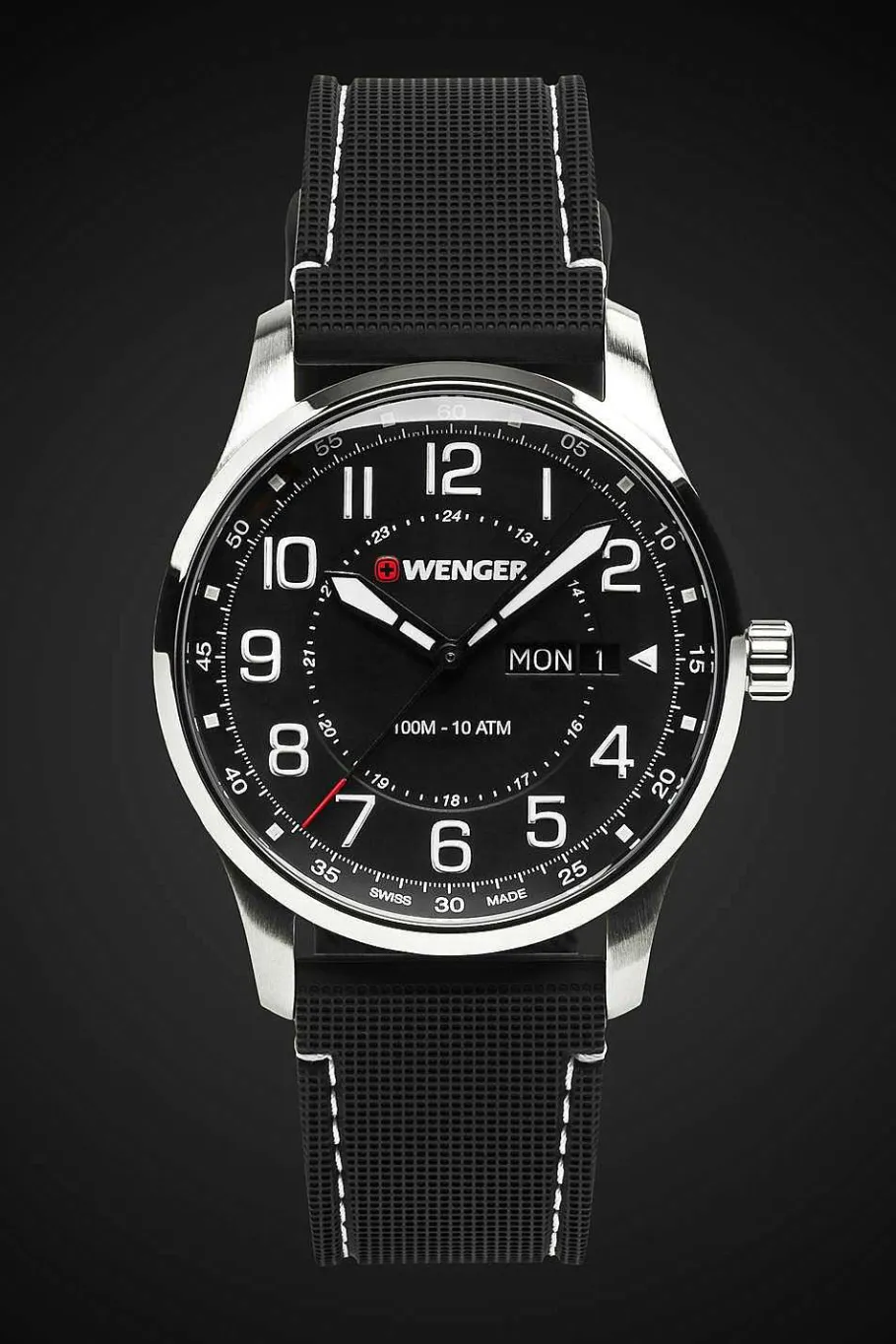Fashion SWISSGEAR Wenger Attitude Watch - Stainless Steel With Black Dial And Black Silicone Strap