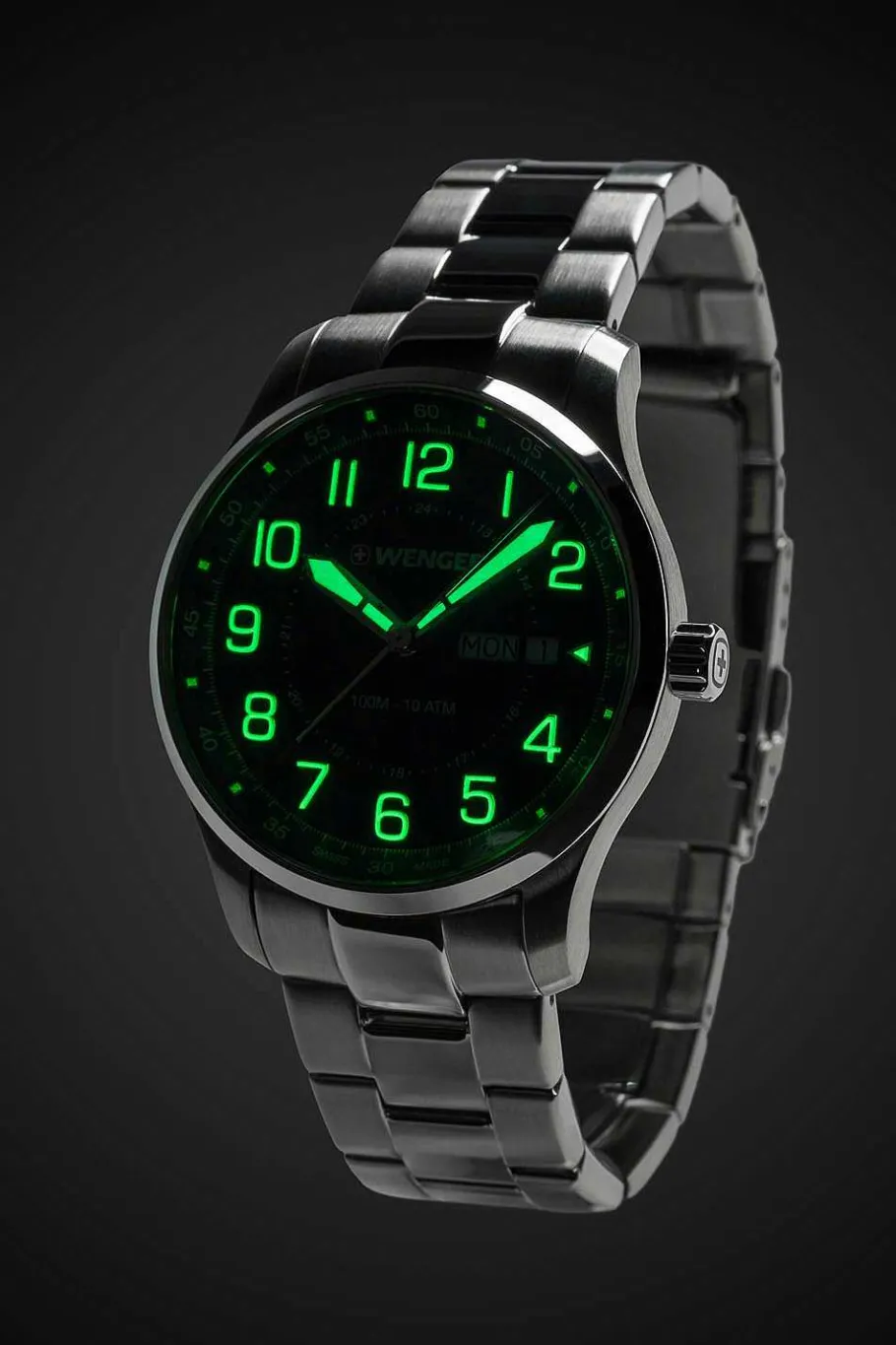 Shop SWISSGEAR Wenger Attitude Watch - Stainless Steel With Blue Dial And Stainless Steel Bracelet