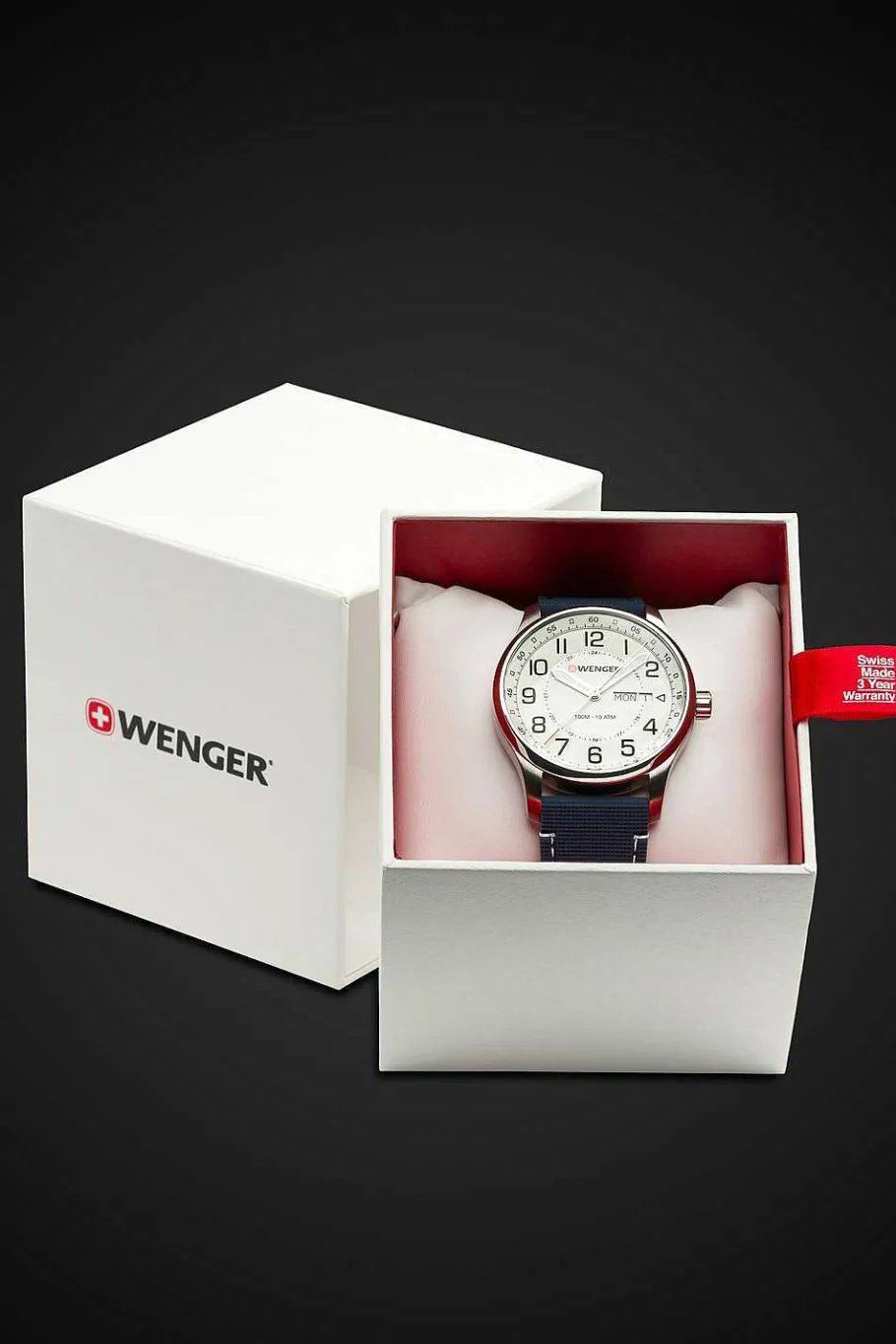 Best Sale SWISSGEAR Wenger Attitude Watch - Stainless Steel With White Dial And Blue Silicone Strap