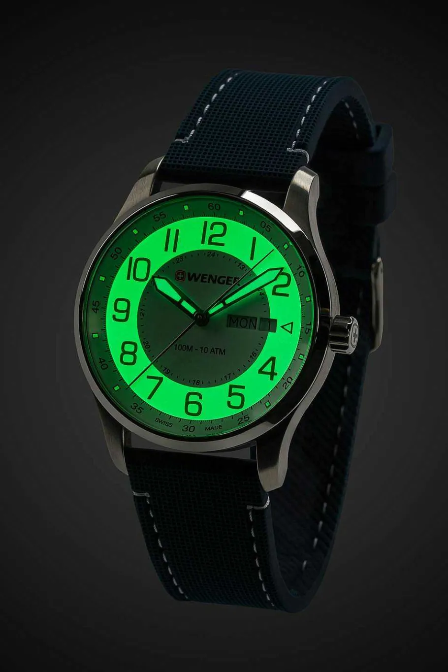 Best Sale SWISSGEAR Wenger Attitude Watch - Stainless Steel With White Dial And Blue Silicone Strap