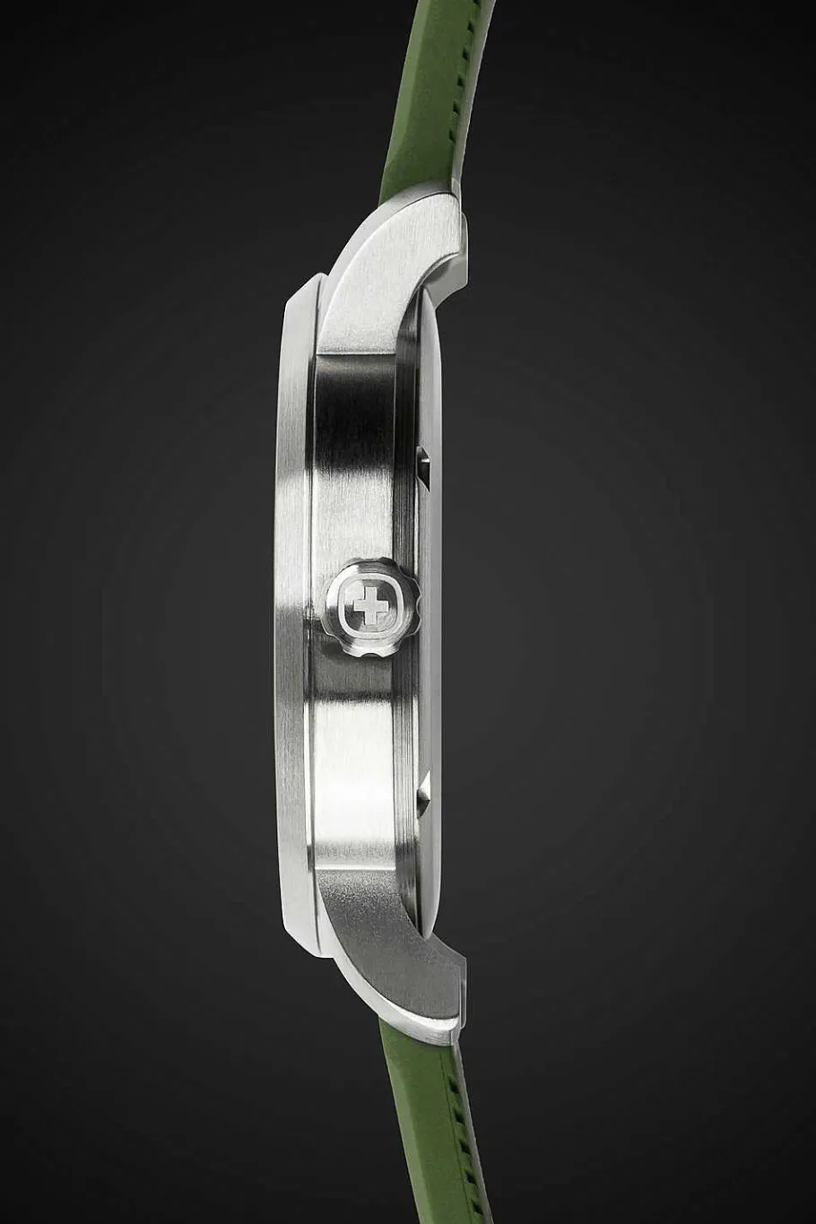 Hot SWISSGEAR Wenger Avenue Watch - Stainless Steel With Black Dial And Green Silicone Strap