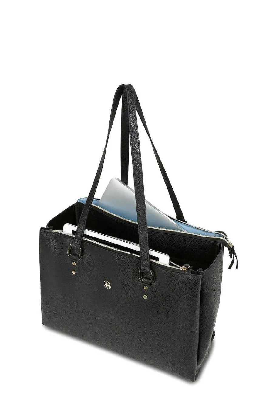 New SWISSGEAR Wenger Rosalyn 14 Inch Laptop Tote - Black/Sky Blue