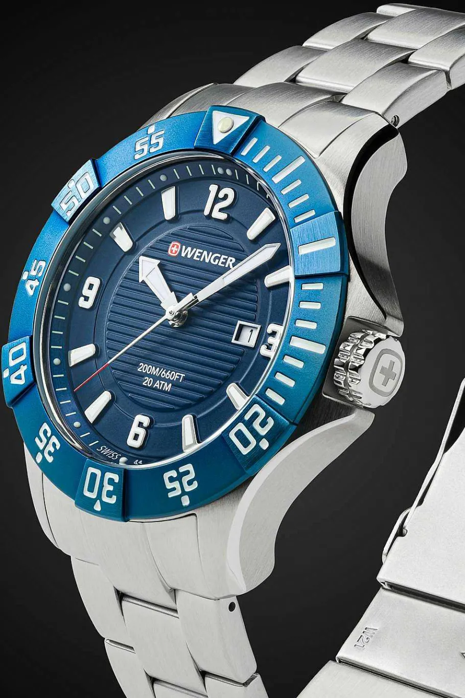 Outlet SWISSGEAR Wenger Seaforce Watch - Stainless Steel With Blue Dial And Stainless Steel Bracelet